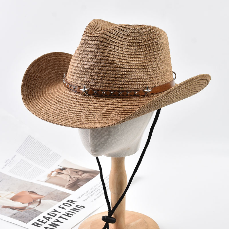 Cowboy Hat Straw - Topi Koboi Wanita Bahan Jerami, Dapat