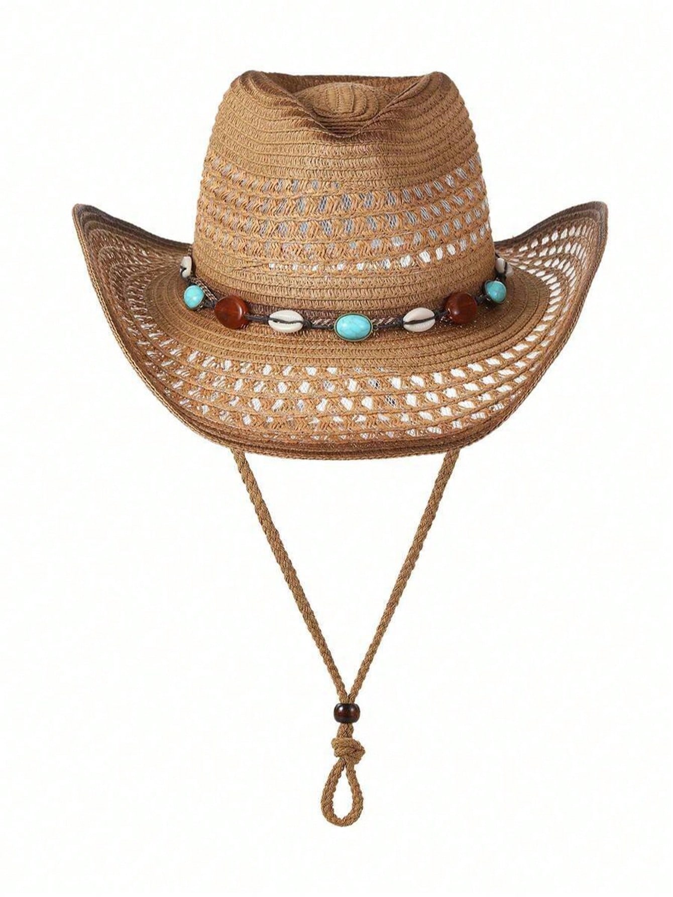 Cowboy Hat Straw - Topi Koboi Uniseks Berbahan Jerami Coklat,